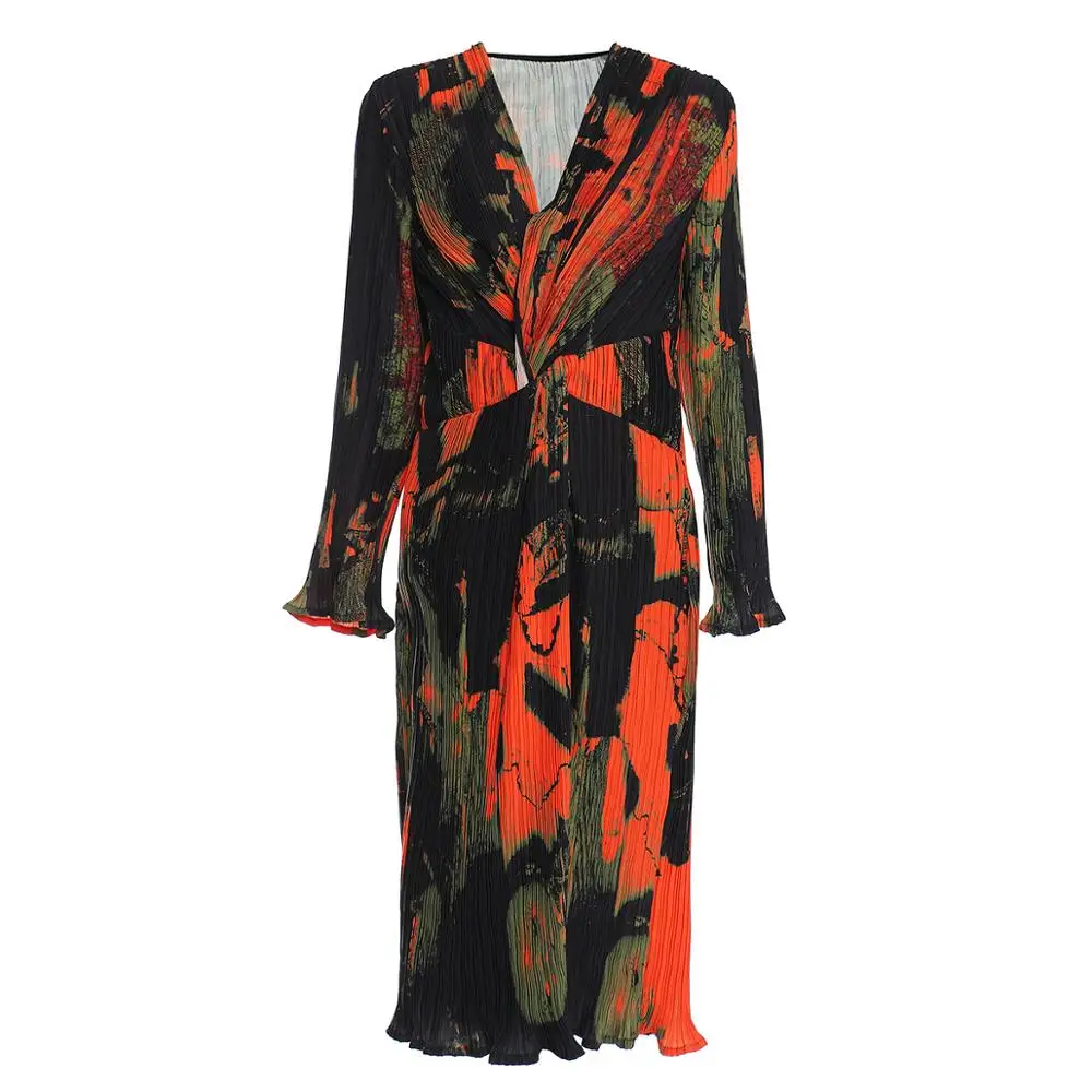 MSXU 2020 Autumn New Fashion Spring 21 French Style Big V-neck Water Wave Retro Print Pattern Pleated Cross-knot Women Dress
MSXU 2020 Autumn New Fashion Spring 21 French Style Big V-neck Water Wave Retro Print Pattern Pleated Cross-knot Women Dress