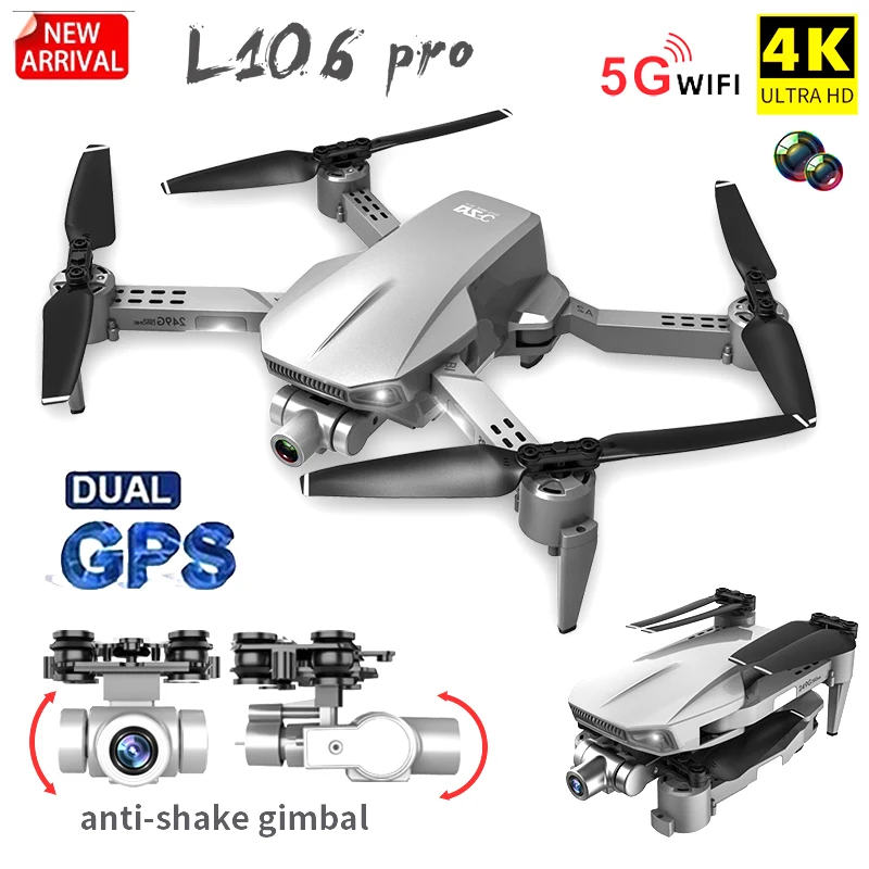 L106 Pro Новый GPS-Дрон с камерой 5G WIFI FPV Дроны бесщеточным Мотором складной