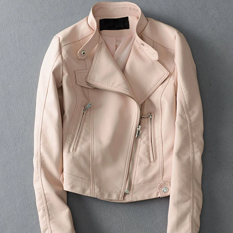 Women Faux PU Short Soft Leather jacket Autumn Stand collar Oblique zipper Slim Plus size Female Casual Biker Leather Outwear
Women Faux PU Short Soft Leather jacket Autumn Stand collar Oblique zipper Slim Plus size Female Casual Biker Leather Outwear
