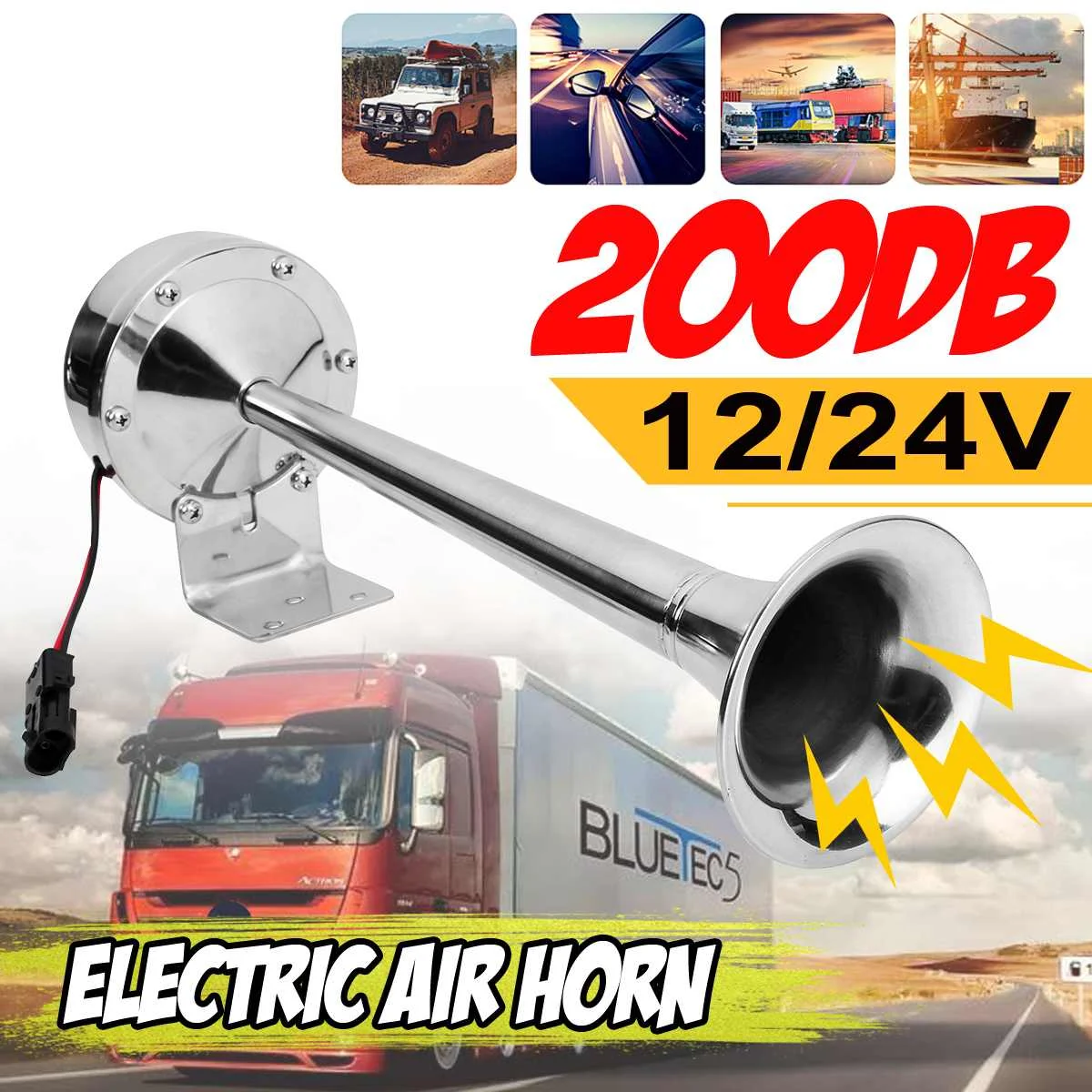 200DB Car Air Horn Super Loud Universal Horn Single Trumpet Electric Horn Hooters 12V 24V For Boat Car Truck Lorry Train
200DB Car Air Horn Super Loud Universal Horn Single Trumpet Electric Horn Hooters 12V 24V For Boat Car Truck Lorry Train