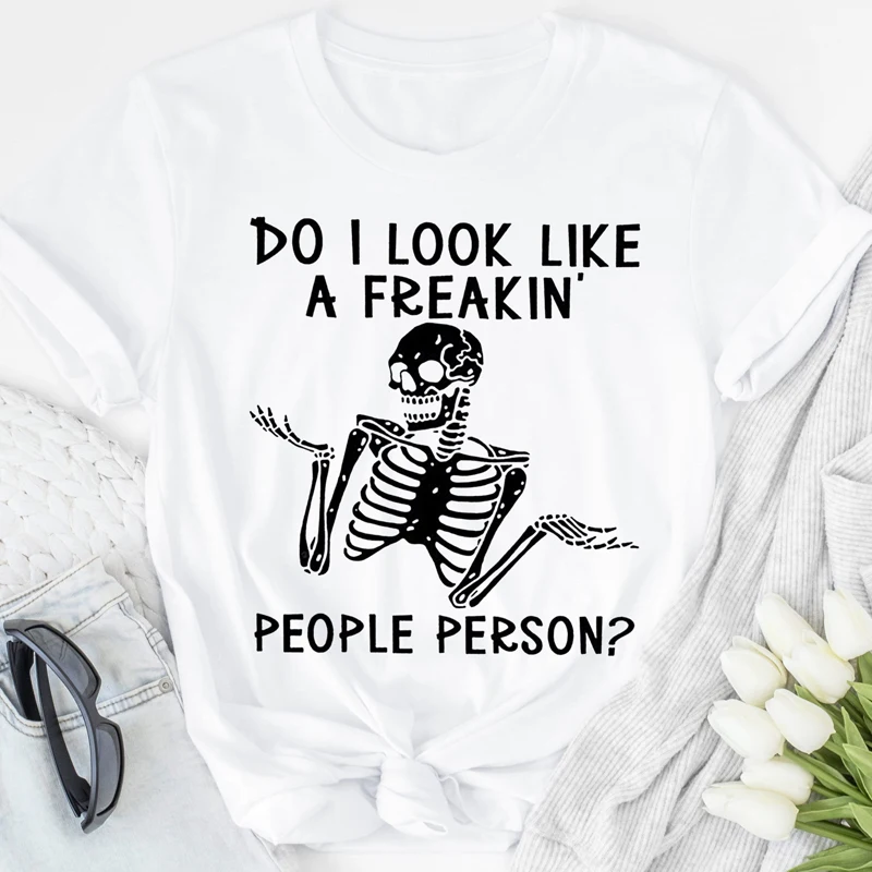 Футболка в готическом стиле с надписью «Do I Look as A freakin People», жуткий скелет, забавная Женская хипстерская футболка на Хэллоуин
Футболка в готическом стиле с надписью «Do I Look as A freakin People», жуткий скелет, забавная Женская хипстерская футболка на Хэллоуин