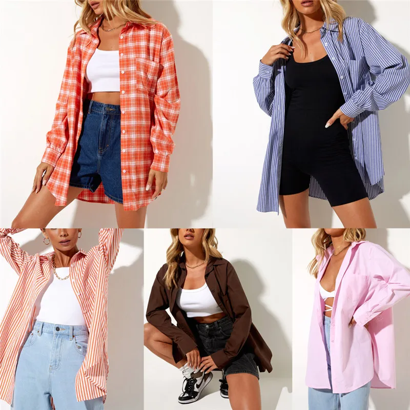 Women Long Sleeve Button Down Shirts Fall Summer Casual Solid Color Business Work Blouse Tops Baggy Harajuku Sttreetwear
Women Long Sleeve Button Down Shirts Fall Summer Casual Solid Color Business Work Blouse Tops Baggy Harajuku Sttreetwear