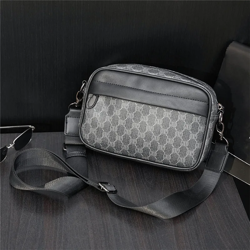 

Bolso de hombro de lujo para hombre, bandolera de cuero con diseo de celosa, bolsos cruzados para negocios