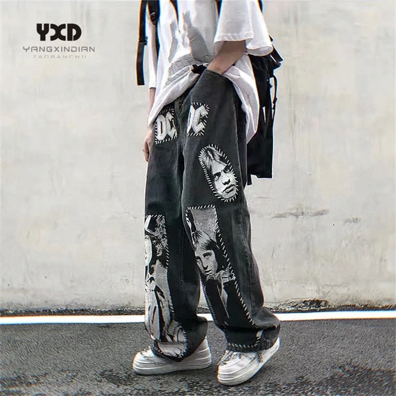 Men's Loose Jeans Man 2021 New Tide Brand Rock Band Printed Casual Wide Leg Pants For Men Japanese Style Straight Trousers Male
Men's Loose Jeans Man 2021 New Tide Brand Rock Band Printed Casual Wide Leg Pants For Men Japanese Style Straight Trousers Male