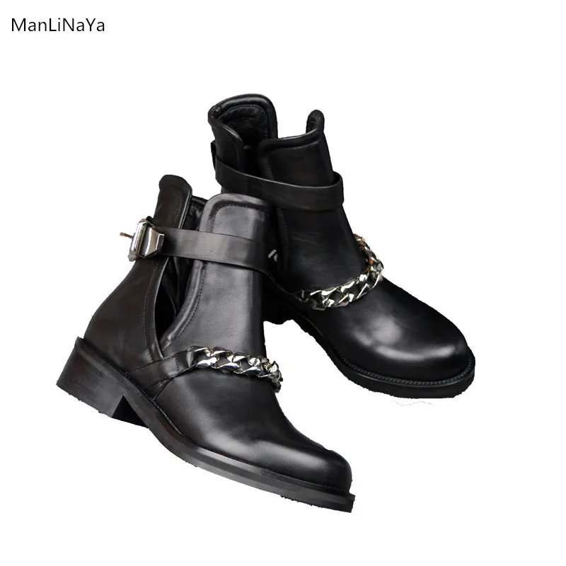Fashion leather brand design buckle women's ankle boots round head hollow women's shoes retro British style female iron chain Ma
Fashion leather brand design buckle women's ankle boots round head hollow women's shoes retro British style female iron chain Ma