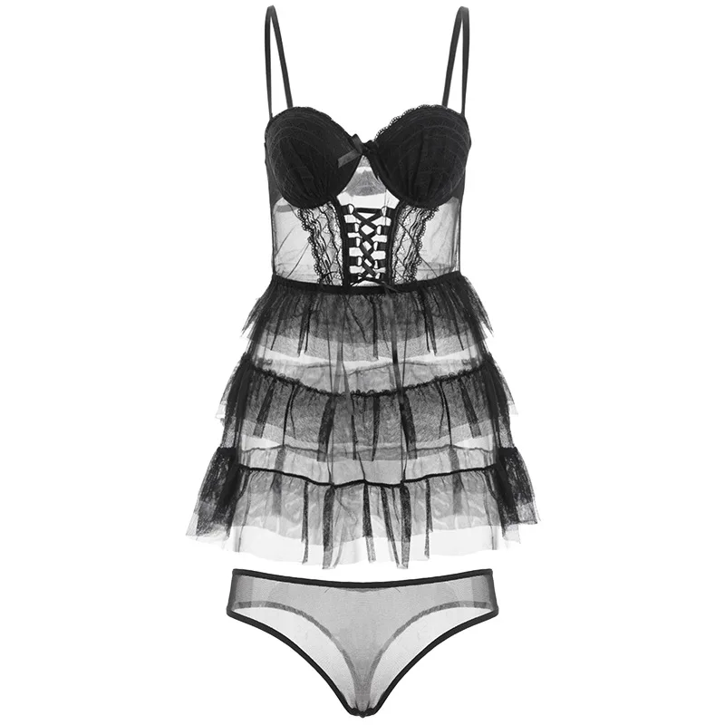 Sexy lingerie female gothic corset breathable tights cute sexy short skirt uniform midnight charm nightdress set
Sexy lingerie female gothic corset breathable tights cute sexy short skirt uniform midnight charm nightdress set