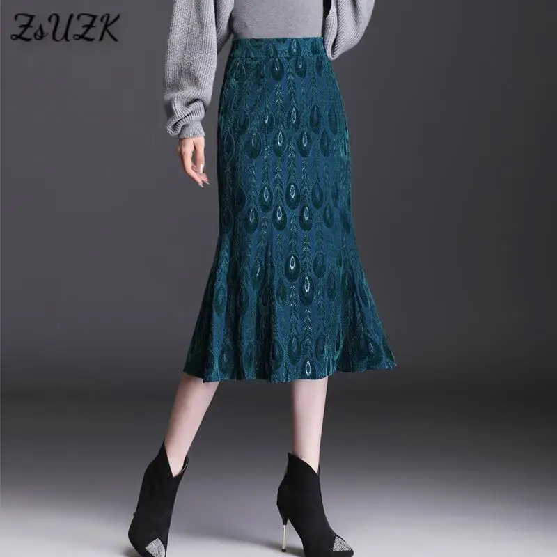 Elegant Fishtail Skirt For Women Lace And Flocking Stitching Elastic High Waist Simple Slim Fashion Mid-long Trumpet Skirt
Elegant Fishtail Skirt For Women Lace And Flocking Stitching Elastic High Waist Simple Slim Fashion Mid-long Trumpet Skirt