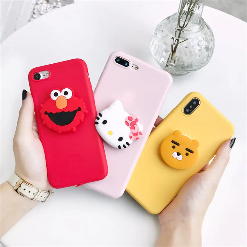 For iphone XS X Max Xr Case Cute 3D ELMO MyMelody Holder Ring Cartoon for 7 7plus 8 8plus 6 6s 6plus 5 5s Soft Cover | Мобильные