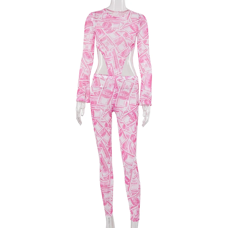 2021 New Pink Money Print Sheer Mesh Sexy Two Piece Set Women Bodysuit Leggings Matching Party Club Outfits Pencil Leggings
2021 New Pink Money Print Sheer Mesh Sexy Two Piece Set Women Bodysuit Leggings Matching Party Club Outfits Pencil Leggings