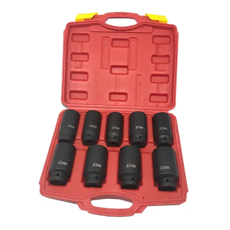 9 штук набор ударных гнезд 29 мм-38 мм 3,5-дюймовый привод Метрическая втулка гайка гнездо 
9 штук набор ударных гнезд 29 мм-38 мм 3,5-дюймовый привод Метрическая втулка гайка гнездо