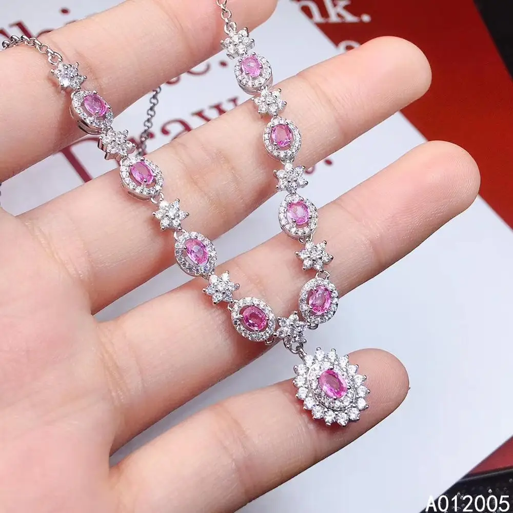 KJJEAXCMY Fine Jewelry 925 Sterling Silver inlaid Natural pink sapphire Female Miss Woman new Pendant Necklace lovely
KJJEAXCMY Fine Jewelry 925 Sterling Silver inlaid Natural pink sapphire Female Miss Woman new Pendant Necklace lovely