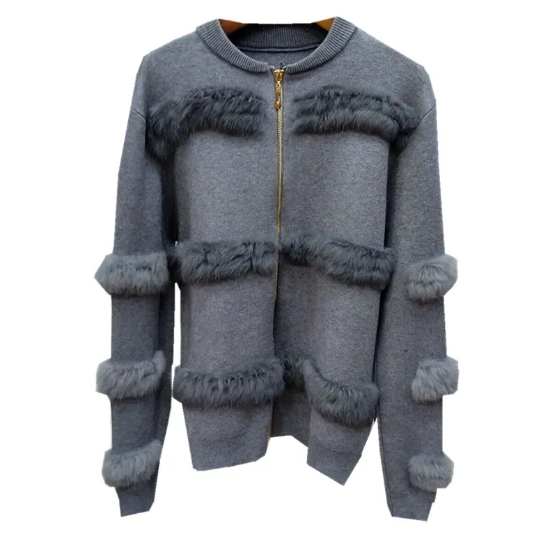 2020 Autumn And Winter New Rabbit Fur Stitching Wild Women Sweater Cardigan Women's Jacket Round Neck Outerwear Female Tops
2020 Autumn And Winter New Rabbit Fur Stitching Wild Women Sweater Cardigan Women's Jacket Round Neck Outerwear Female Tops
