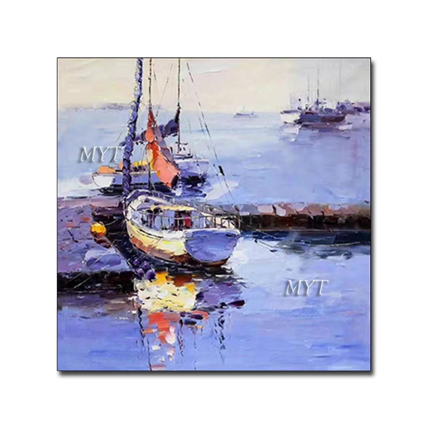 

Unframed Wall Decor Sailing Boat Oil Painting 100% Hand-painted Abstract Textured Thick Canvas Wall Art Home Decoration Pieces