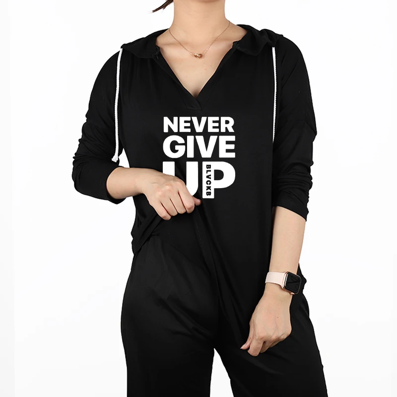 Long Sleeve Tshirts Never Give Up Letter Tee Drawstring T-Shirt Autumn Spring Hooded Tops Loose Casual Women's Cropped Fashion
Long Sleeve Tshirts Never Give Up Letter Tee Drawstring T-Shirt Autumn Spring Hooded Tops Loose Casual Women's Cropped Fashion