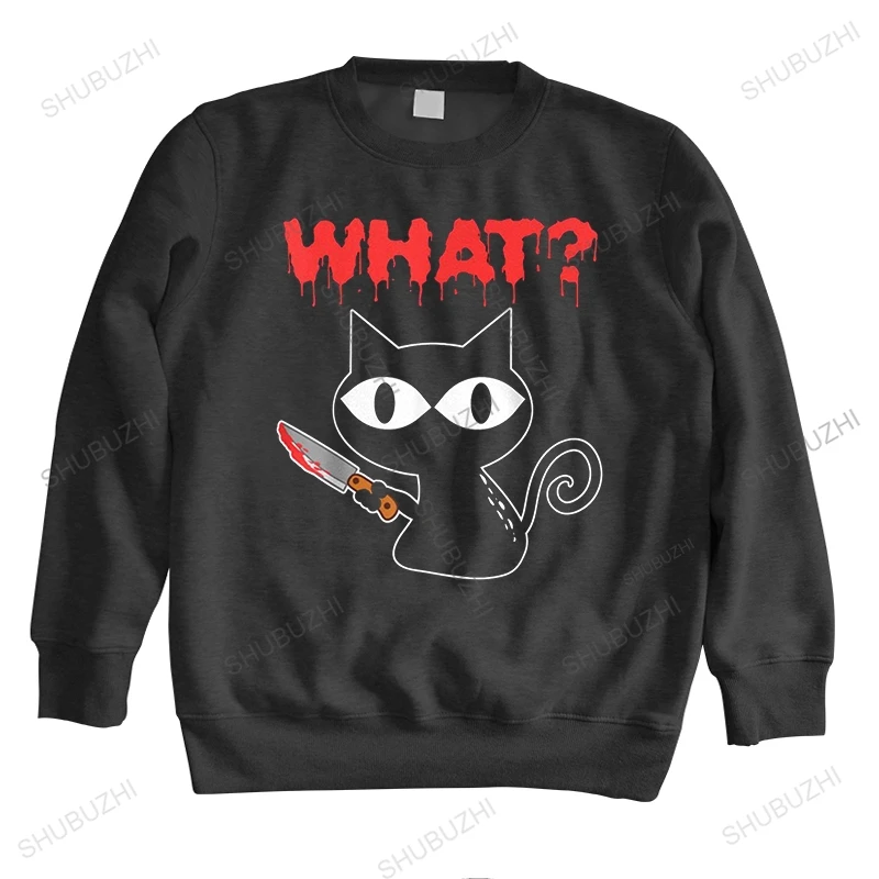 Funny Black Cat Wha sweatshirts Men Cotton sweatshirt Top Crew Neck autumn Murderous Cat With Knife hoodie Halloween Gift
Funny Black Cat Wha sweatshirts Men Cotton sweatshirt Top Crew Neck autumn Murderous Cat With Knife hoodie Halloween Gift