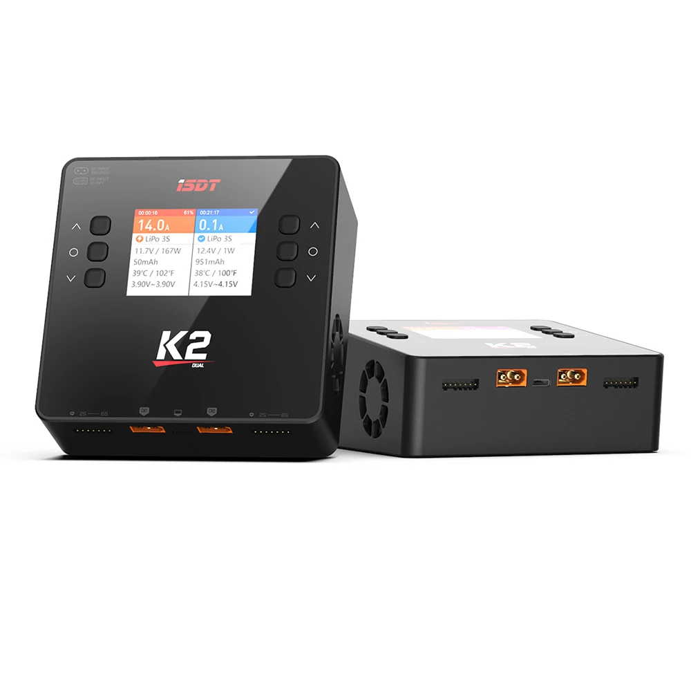 ISDT K2 AC 200 Вт DC 500Wx2 20A Двухканальное балансирующее зарядное устройство Lipo зарядное устройство Dis для аккумулятора Lipo NiMh Pb
ISDT K2 AC 200 Вт DC 500Wx2 20A Двухканальное балансирующее зарядное устройство Lipo зарядное устройство Dis для аккумулятора Lipo NiMh Pb