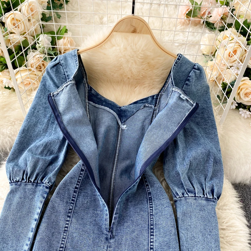 Women New Spring Autumn V Neck Puff Sleeve Denim Short Party Dress Club Outfits Korean Fashion Street Jeans Dress
Women New Spring Autumn V Neck Puff Sleeve Denim Short Party Dress Club Outfits Korean Fashion Street Jeans Dress