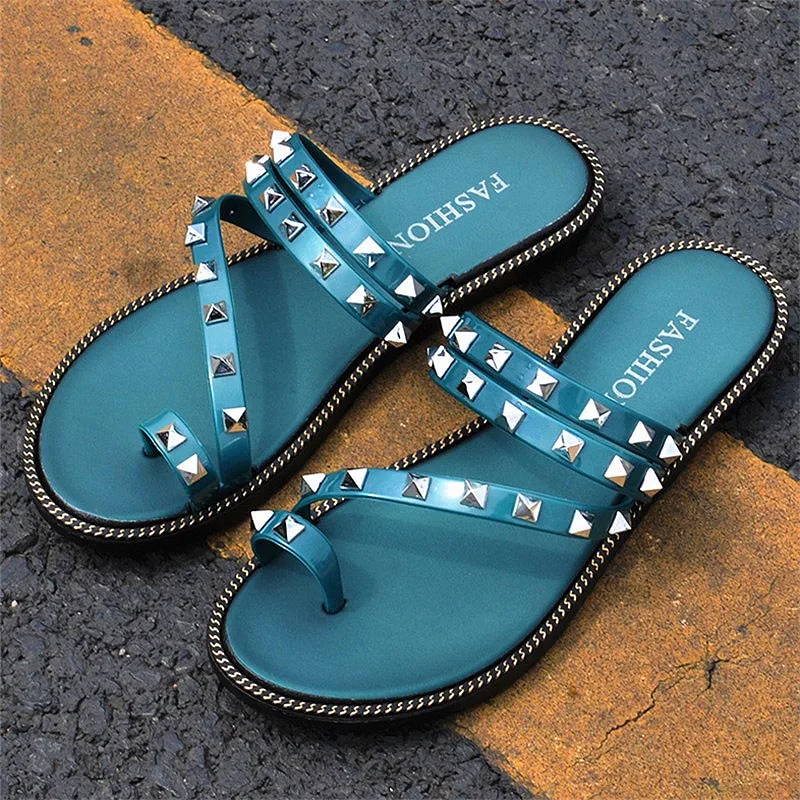 Summer New Women's Rivet Slides Shoes Comfort Flat Solid Toe-cover Slippers Female Outdoor Casual Sandals Girls Beach Flip Flops
Summer New Women's Rivet Slides Shoes Comfort Flat Solid Toe-cover Slippers Female Outdoor Casual Sandals Girls Beach Flip Flops