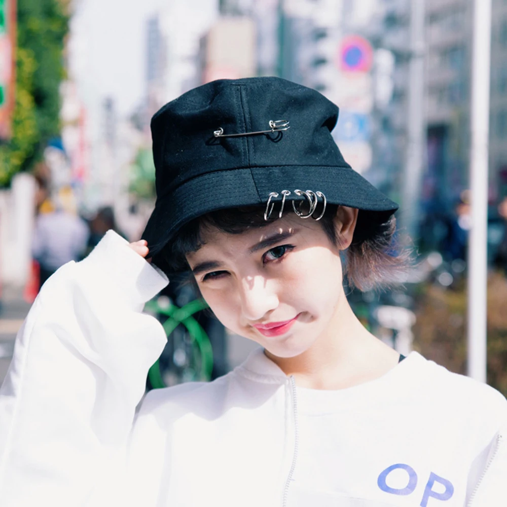 Metal Rings Pin Harajuku Sun Hat Female Summer Visor Fisherman Covering Face Beach Fedoras Panama Women Bucket Hat
Metal Rings Pin Harajuku Sun Hat Female Summer Visor Fisherman Covering Face Beach Fedoras Panama Women Bucket Hat