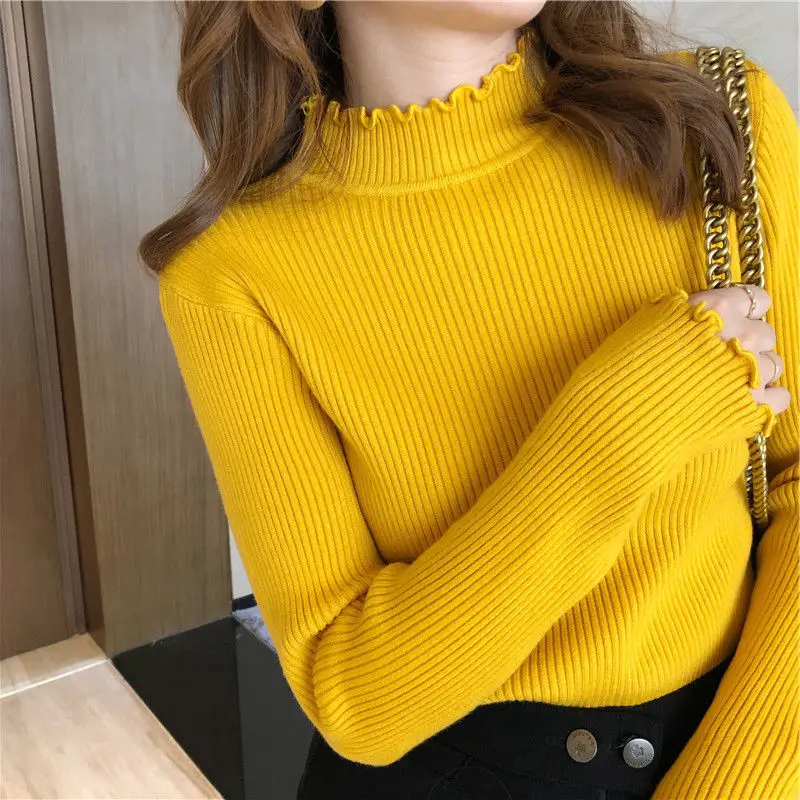 Pullover Sweater Winter Female Tops Turtleneck Sweater Slim Wild Women Sweater Knitted Bottoming Fungus Clothes Solid Femelle
Pullover Sweater Winter Female Tops Turtleneck Sweater Slim Wild Women Sweater Knitted Bottoming Fungus Clothes Solid Femelle