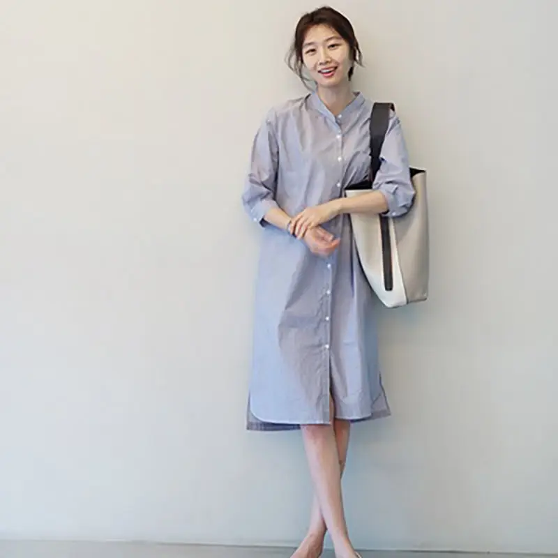 2020 Dress Women Casual Loose Soild Button Midi Shirt Female Vintage Spring Sundress Comfortable Dresses Vestido B47
2020 Dress Women Casual Loose Soild Button Midi Shirt Female Vintage Spring Sundress Comfortable Dresses Vestido B47