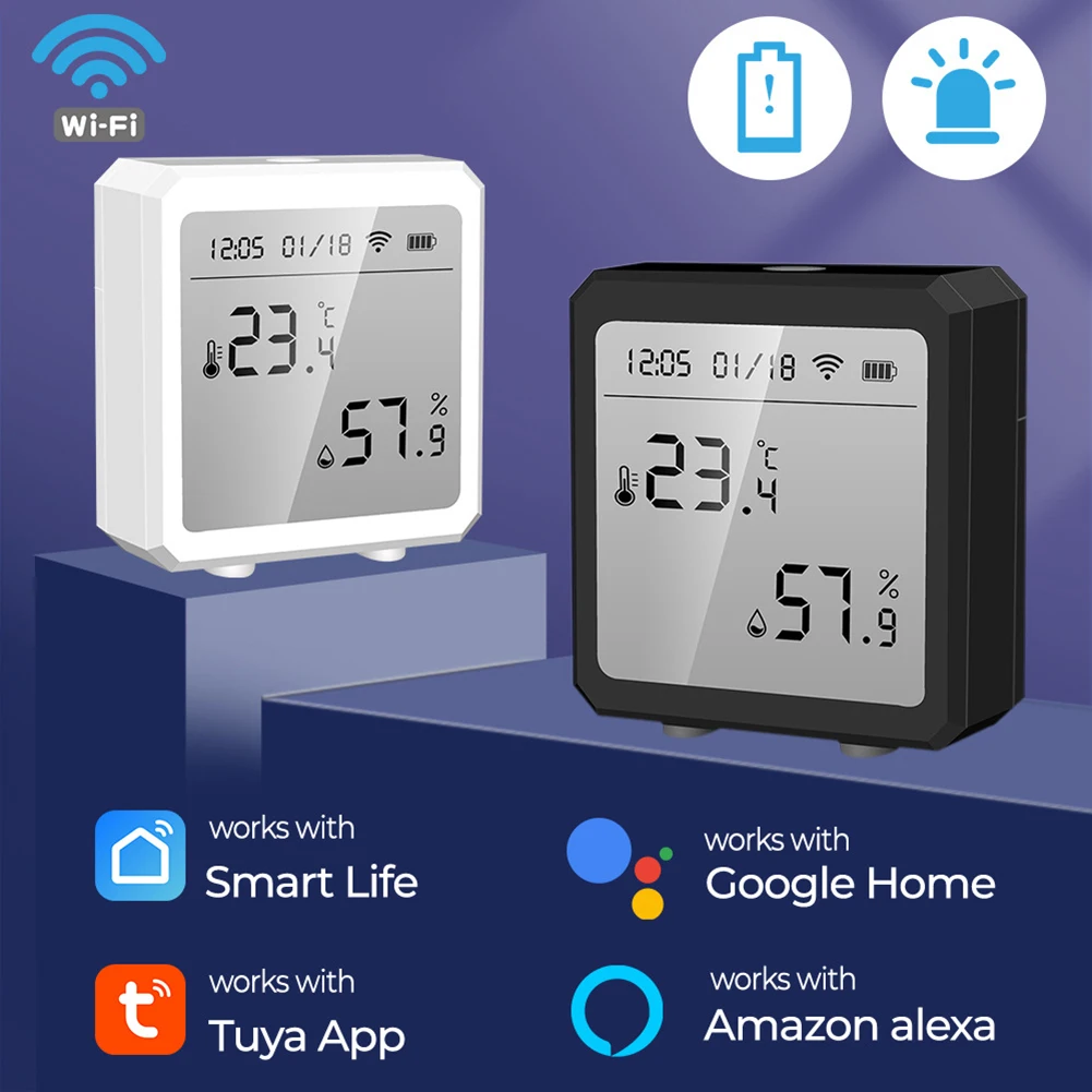 

Датчик температуры и влажности с цифровым ЖК-дисплеем для помещений, миниатюрный гигрометр, термометр для Alexa Google