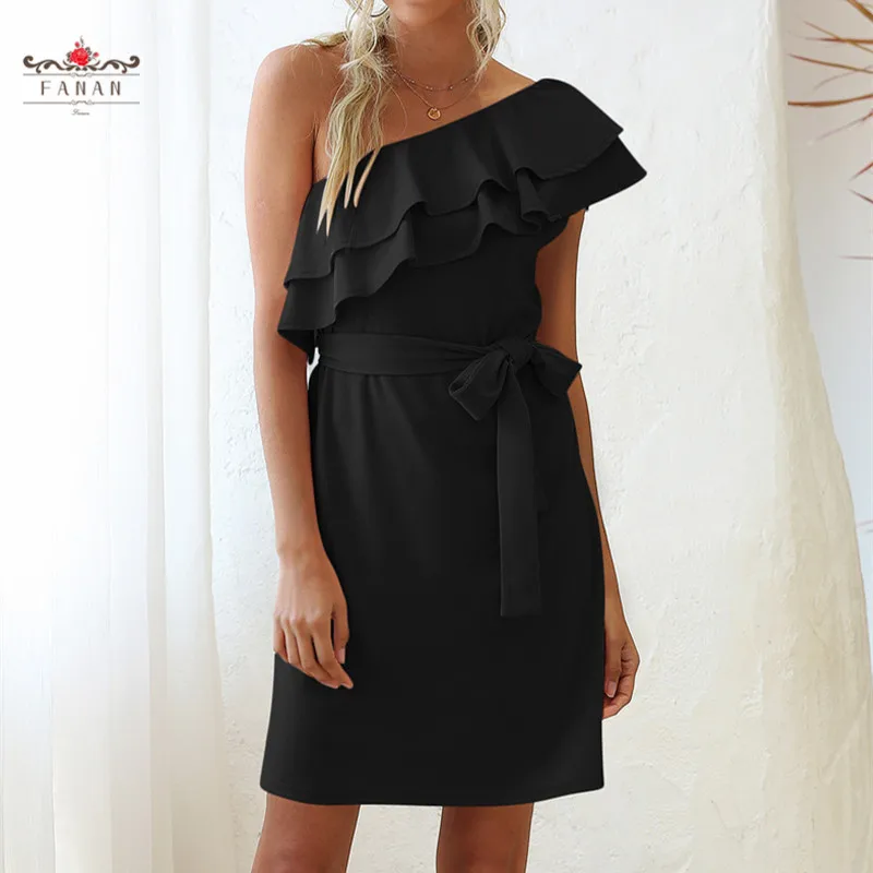 Sexy One Shoulder Dress Ruffle Oblique Shoulder Dress High Waist Bandage Mini Dresses Sleeveless A-Line Solid Ladies Clothing
Sexy One Shoulder Dress Ruffle Oblique Shoulder Dress High Waist Bandage Mini Dresses Sleeveless A-Line Solid Ladies Clothing