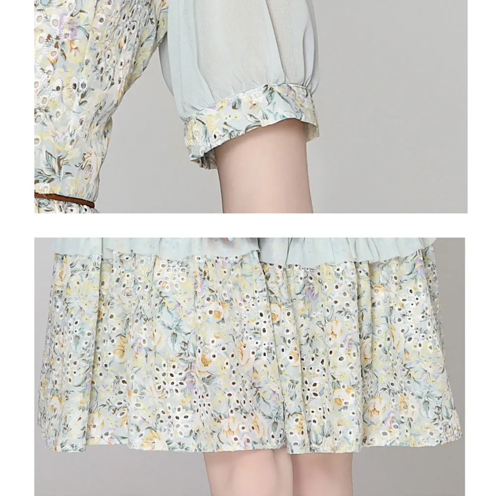 Merchall 2021 Summer Holiday Elegant Dress Woman Floral Print Mesh Patchwork Stand Collar Latern Sleeve Ruffled Mini Dress M6726
Merchall 2021 Summer Holiday Elegant Dress Woman Floral Print Mesh Patchwork Stand Collar Latern Sleeve Ruffled Mini Dress M6726
