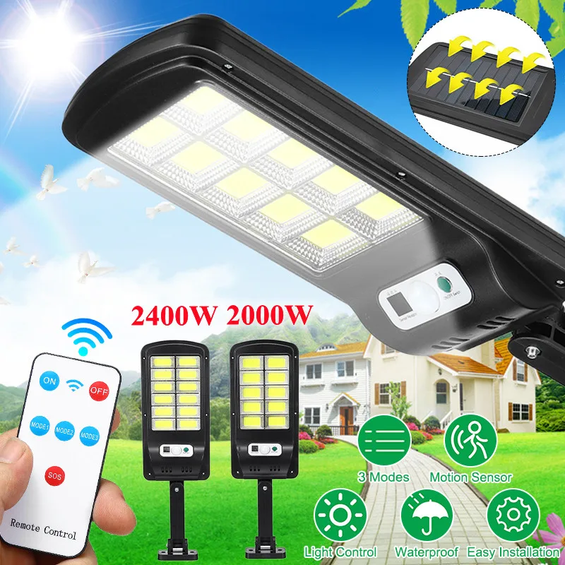 2000W 2400W LED Waterproof Solar Light PIR Motion Sensor Remote Control Garden Lamp Outdoor Solar Street Lamp Street Lights
2000W 2400W LED Waterproof Solar Light PIR Motion Sensor Remote Control Garden Lamp Outdoor Solar Street Lamp Street Lights