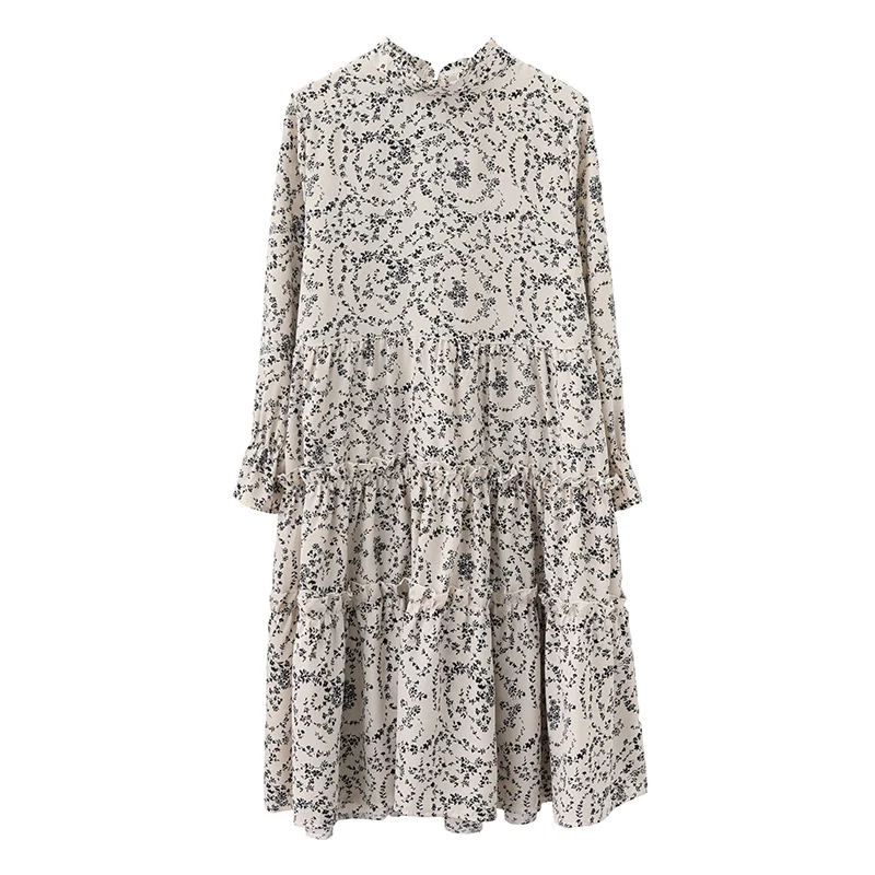 COIGARSAM Floral Print Women dress Spring Full Sleeve Chiffon Loose Dresses Rice White 7143 
COIGARSAM Floral Print Women dress Spring Full Sleeve Chiffon Loose Dresses Rice White 7143