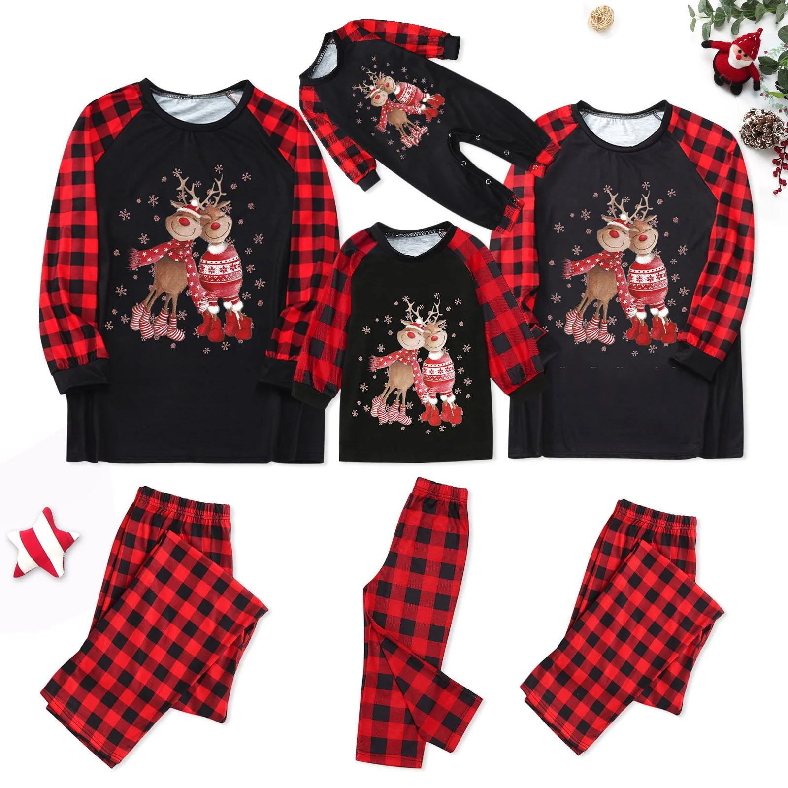 Parent-Child Man Dad Outfit Christmas Deer Print Plaid Long-Sleeved Trouser Set 
Parent-Child Man Dad Outfit Christmas Deer Print Plaid Long-Sleeved Trouser Set