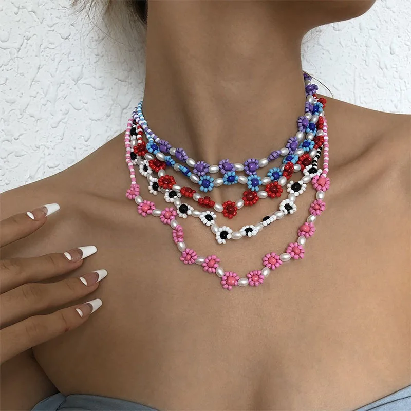 Bohemian Colorful Resin Acrylic Irregular Geometric Flower Pearl Beaded Choker Necklace For Women Summer Beach Party Accessories
Bohemian Colorful Resin Acrylic Irregular Geometric Flower Pearl Beaded Choker Necklace For Women Summer Beach Party Accessories