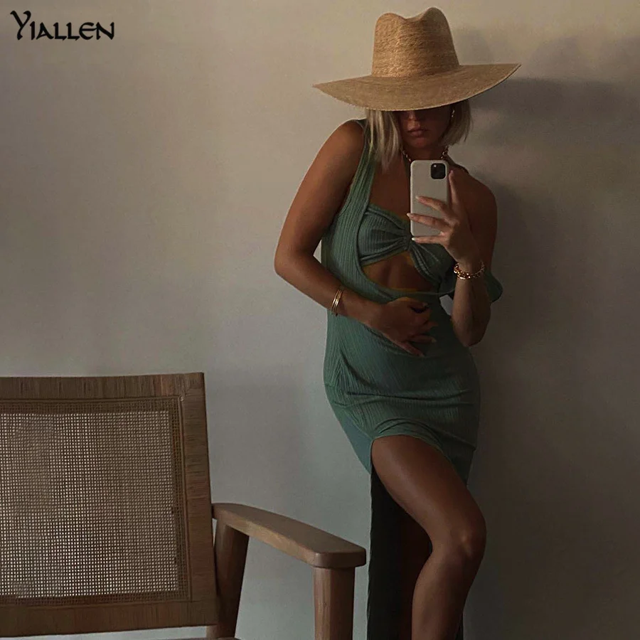 Yiallen Summer Solid Fashion Knitting Long Dress Women Sling Sleeveless Hollow Out Sexy High Split Lady Elegant Casual Dresses
Yiallen Summer Solid Fashion Knitting Long Dress Women Sling Sleeveless Hollow Out Sexy High Split Lady Elegant Casual Dresses