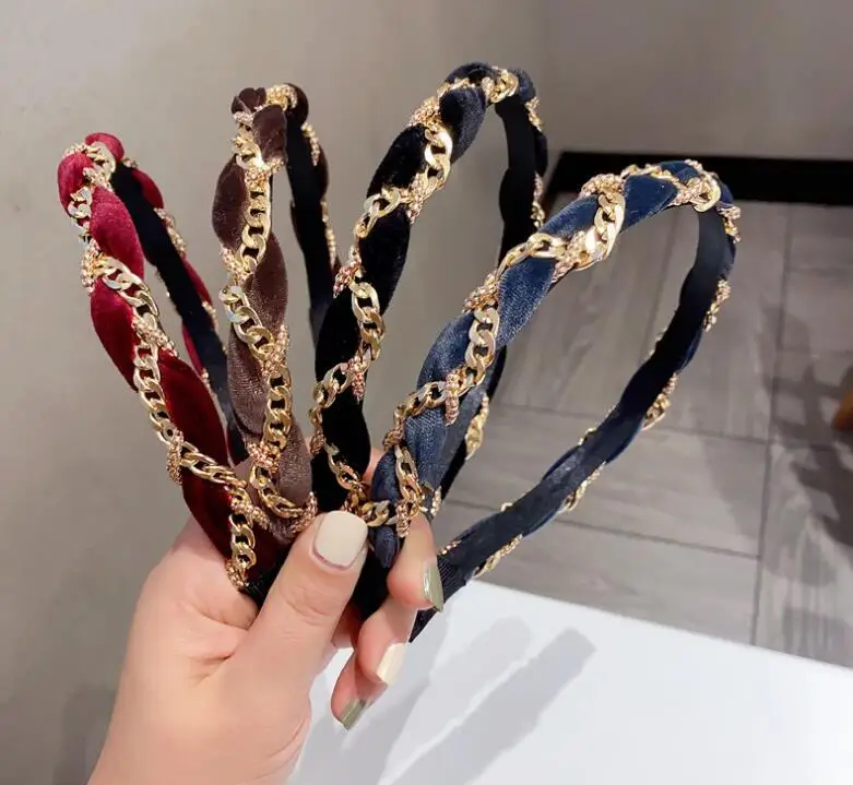 New winter metal gold velvet chain twist braid hairband chic style elegant ladies hair hoop
New winter metal gold velvet chain twist braid hairband chic style elegant ladies hair hoop