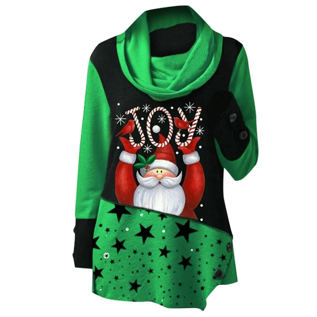 New Christmas Party Blouse Women Print Patchwork Tops And Blouses Womens High Collar Blouse Plus Size Sweatshirt blusas mujer
New Christmas Party Blouse Women Print Patchwork Tops And Blouses Womens High Collar Blouse Plus Size Sweatshirt blusas mujer