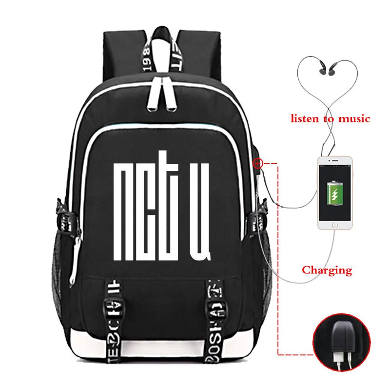 Рюкзак Kpop NCT с USB зарядкой многофункциональная сумка для наушников школы модные