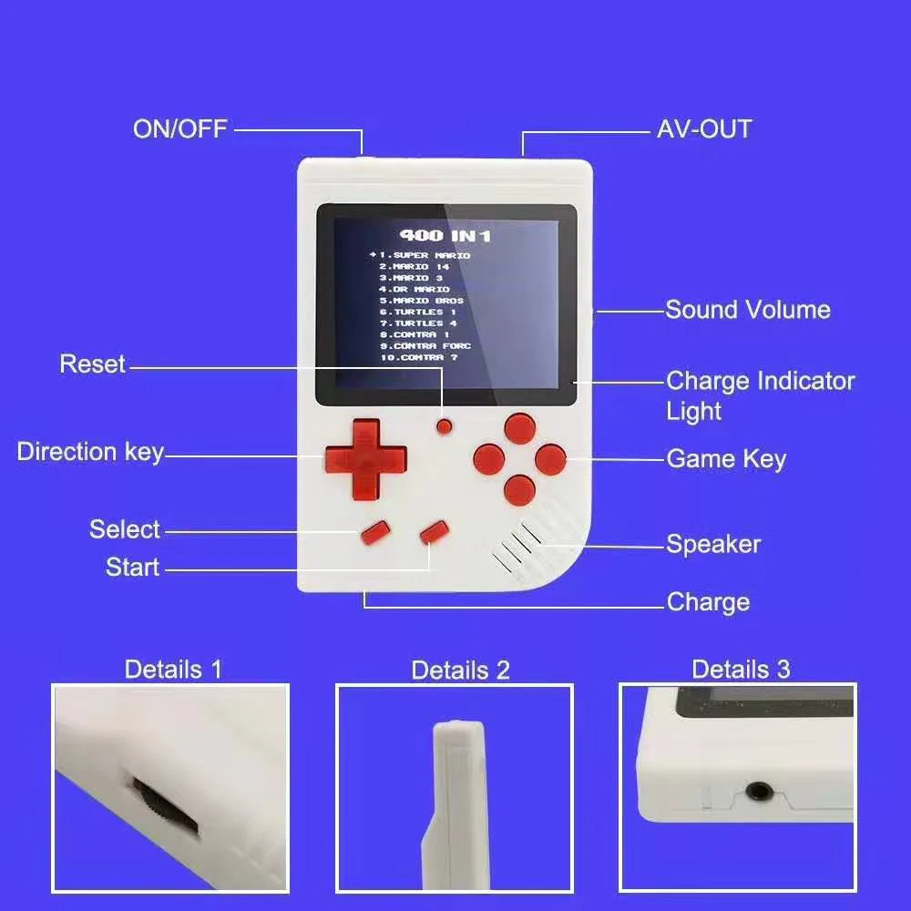 400 IN 1 Retro Video Game Console Handheld Player for Kids Gift Handheld Game Portable Pocket Game Console Mini
400 IN 1 Retro Video Game Console Handheld Player for Kids Gift Handheld Game Portable Pocket Game Console Mini