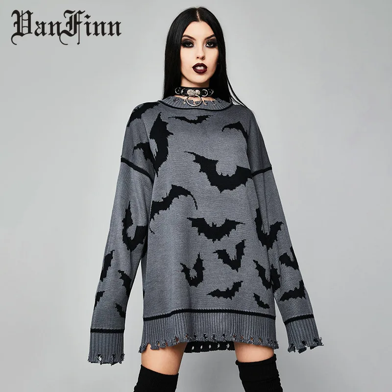 Goth Sweaters Dark Street Wind Festival Women Sweater Autumn New Set Head Lengthening Bat Tattered Knitwear Female Hoodies
Goth Sweaters Dark Street Wind Festival Women Sweater Autumn New Set Head Lengthening Bat Tattered Knitwear Female Hoodies