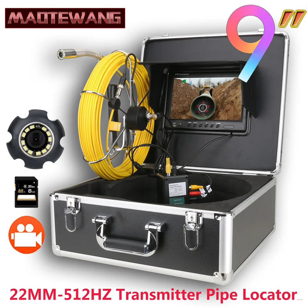 9" DVR 22MM IP68 HD 1000TVL Pipe Inspection Camera with 512HZ Transmitter Pipe Locator Sewer Pipe Inspection Endoscope System
9" DVR 22MM IP68 HD 1000TVL Pipe Inspection Camera with 512HZ Transmitter Pipe Locator Sewer Pipe Inspection Endoscope System
