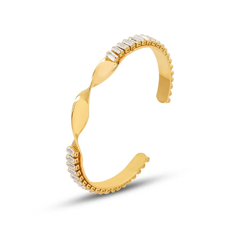 Fashion Stainless Personality INS Wave Element Open Adjustable Bracelet Titanium Steel Plated 18K Women's Cuff Bangles 
Fashion Stainless Personality INS Wave Element Open Adjustable Bracelet Titanium Steel Plated 18K Women's Cuff Bangles