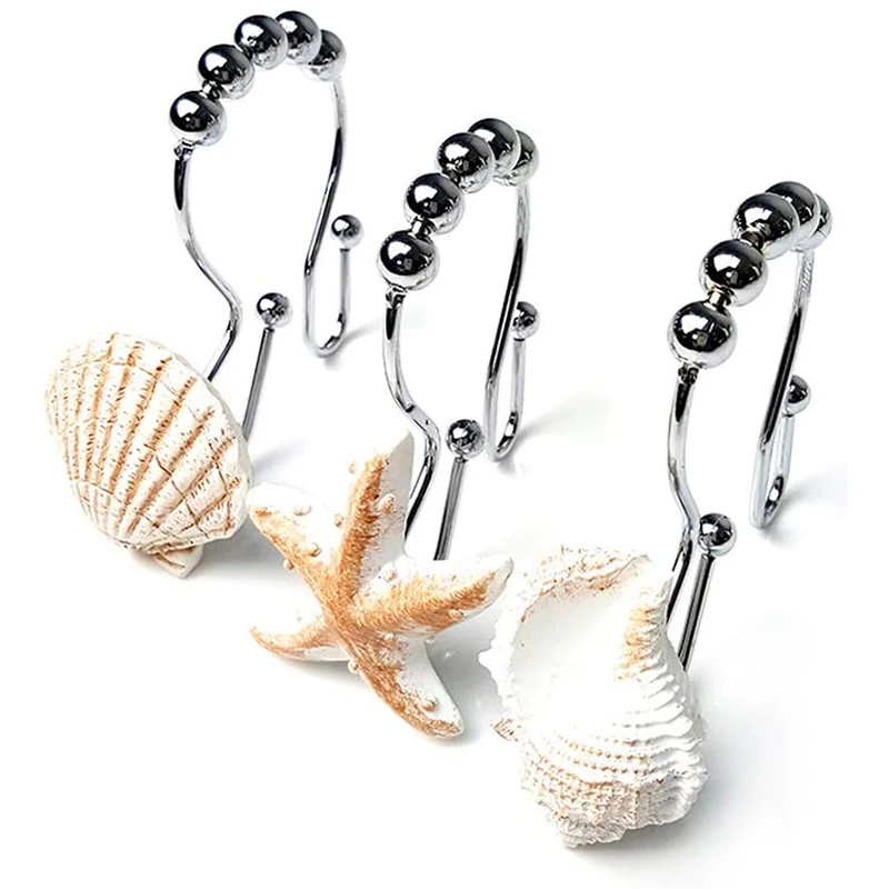 Double RUSTPROOF Shower Curtain Hooks Rings Resin Starfish Shell STAINLESS STEEL Shower Curtain Hooks Rings Easy Glide 12 Count
Double RUSTPROOF Shower Curtain Hooks Rings Resin Starfish Shell STAINLESS STEEL Shower Curtain Hooks Rings Easy Glide 12 Count
