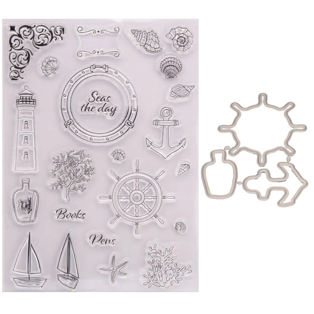 

Sailboat Rudder Anchor Conch Metal Cutting Dies And Stamps Scrapbooking Stencils for DIY Album Paper Card Decorative