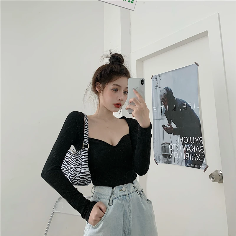 Early Autumn Retro Square Collar Women's Clothing Tees Korean Fashion Slim Low-cut Solid Color All-match Woman T Shirts Tops
Early Autumn Retro Square Collar Women's Clothing Tees Korean Fashion Slim Low-cut Solid Color All-match Woman T Shirts Tops