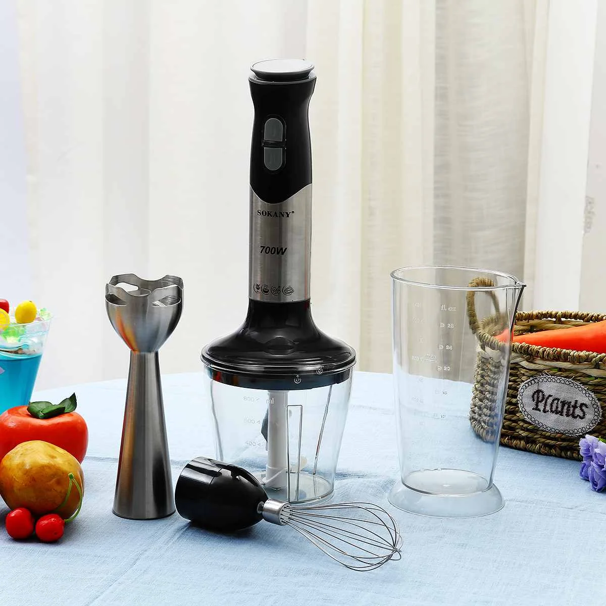 SOKANY 700W Handheld Blender 4 in 1 Stainless Steel Electric Blender 2 Speed Hand Mixer Eggs Whisk Juicer Grinder Chopper with
SOKANY 700W Handheld Blender 4 in 1 Stainless Steel Electric Blender 2 Speed Hand Mixer Eggs Whisk Juicer Grinder Chopper with