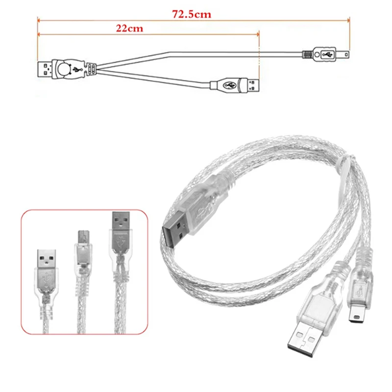 1 шт. двойной USB 2 0 A штекер к Мини B 5-контактный Штекерный Дата-кабель для жесткого