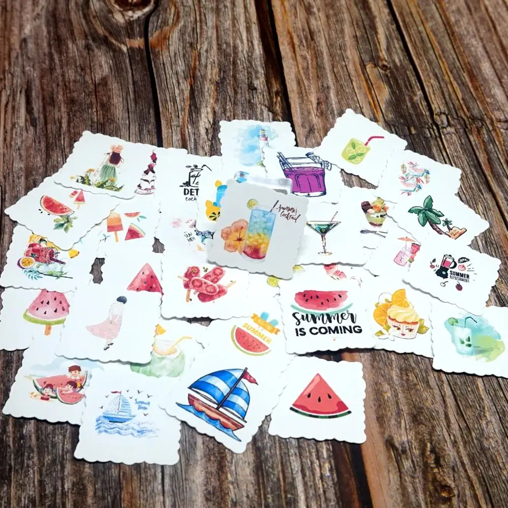 35pcs Summer Style Adhensive Waterproof Stickers DIY Surfboard Car Skateboard Guitar Laptop Phone Luggage Sticker Gift Toy | Игрушки и
