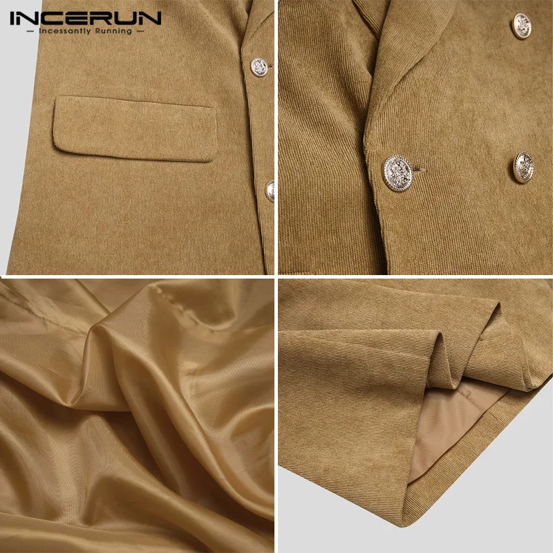 Winter Men Corduroy Coats Long Sleeve Double Breasted 2021 Solid Fashion Outerwear Elegant Casual Men Overcoats Jackets INCERUN 
Winter Men Corduroy Coats Long Sleeve Double Breasted 2021 Solid Fashion Outerwear Elegant Casual Men Overcoats Jackets INCERUN