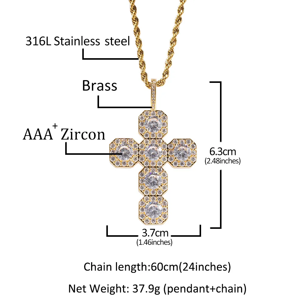 Hip Hop Bling Iced Out Cross Pendants Gold Silver Color AAA+Zircon Necklace For Men Women Jewelry Rope Chain Free
Hip Hop Bling Iced Out Cross Pendants Gold Silver Color AAA+Zircon Necklace For Men Women Jewelry Rope Chain Free