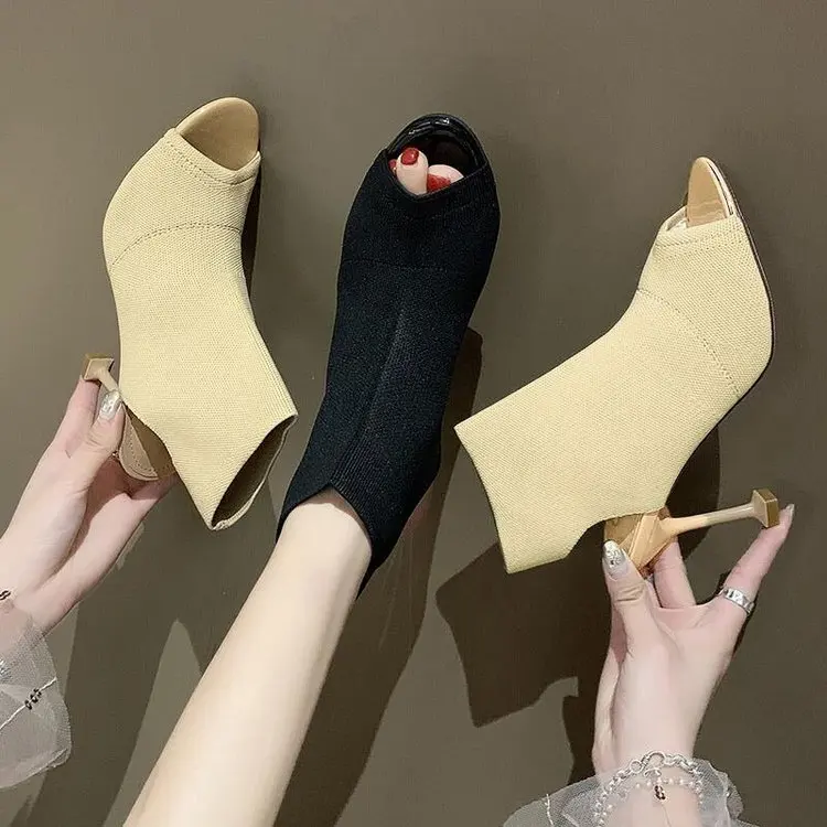 Open Toe Thin Heel High Heel Sandals Women 2021 Summer Shoes Women European Open Toe Knitted Elastic Mesh Ladies Shoes Women 
Open Toe Thin Heel High Heel Sandals Women 2021 Summer Shoes Women European Open Toe Knitted Elastic Mesh Ladies Shoes Women