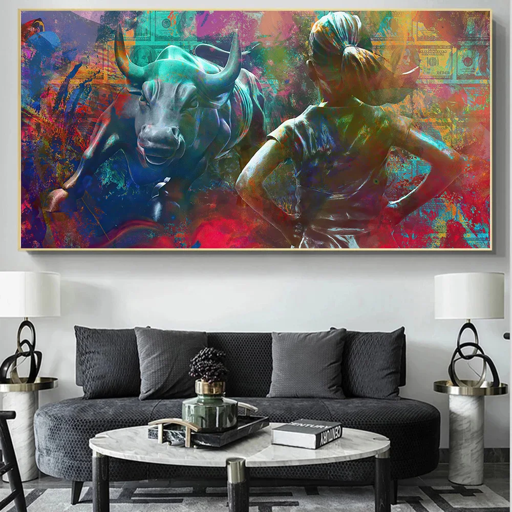 Multicolor Abstract Fearless Girl Wall Street Canvas Wall Art 100 Dollar Money Art Prints Inspiring Poster for Office Bedroom
Multicolor Abstract Fearless Girl Wall Street Canvas Wall Art 100 Dollar Money Art Prints Inspiring Poster for Office Bedroom